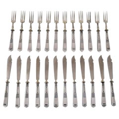 Bremer Silberwarenfabrik, Germany, Art Deco Fish Cutlery Service in Silver