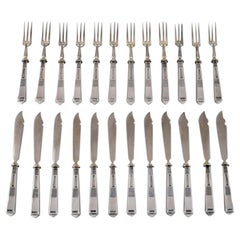 Antique Bremer Silberwarenfabrik, Germany, Art Deco Fish Cutlery Service in Silver