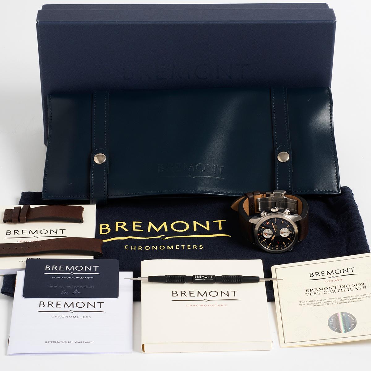 Bremont Pilot Chronograph, GMT Function, 43m Brushed Steel Dial, Full Set, 2023 For Sale 1
