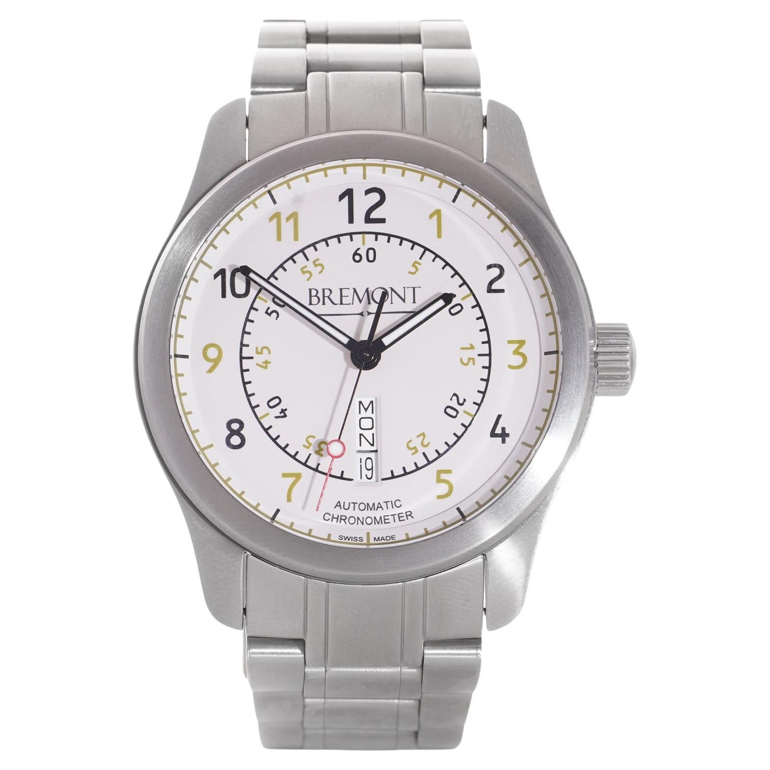 Bremont chronomètre jour et date en acier inoxydable	Montre-bracelet pour hommes BC-S2  en vente