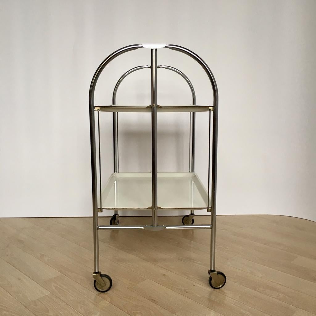 Mid-Century Modern Bremshey & Co Dinett Folding Chrome Serving Trolley, 1950s