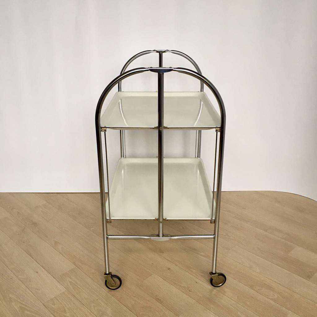 German Bremshey & Co Dinett Folding Chrome Serving Trolley, 1950s