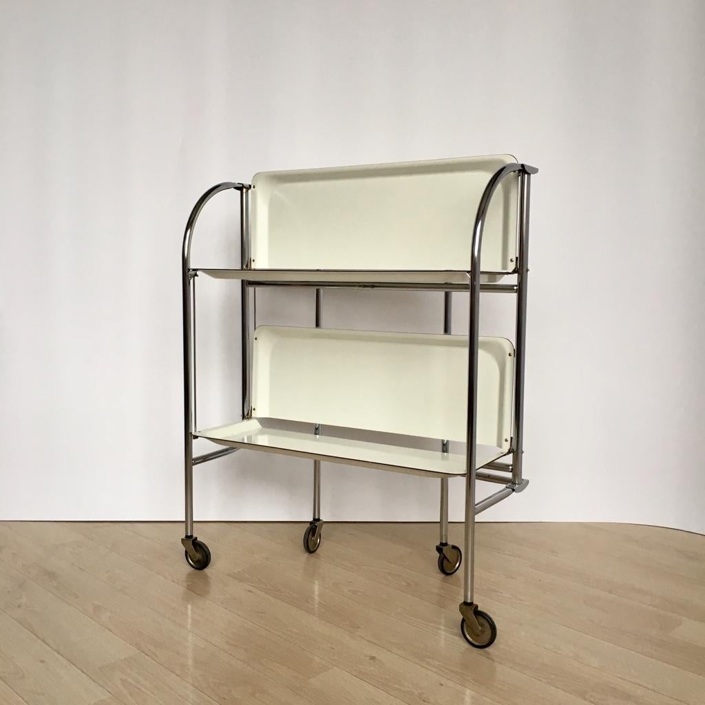 Bremshey & Co Dinett Folding Chrome Serving Trolley, 1950s In Good Condition In Riga, Latvia