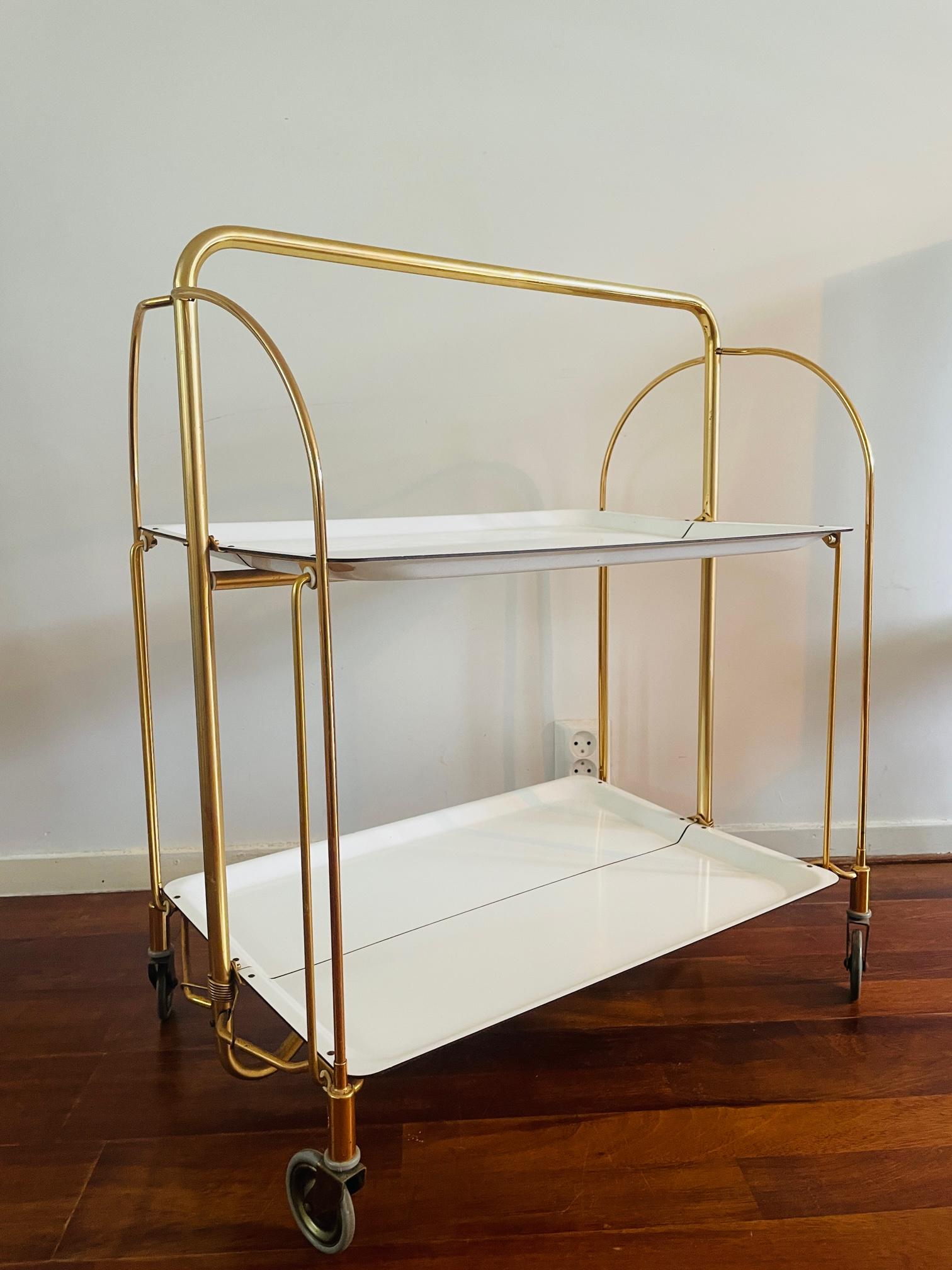 Bremshey Dinett Gold | Foldable Bar Cart | Side Table Brass white | Original  For Sale 4