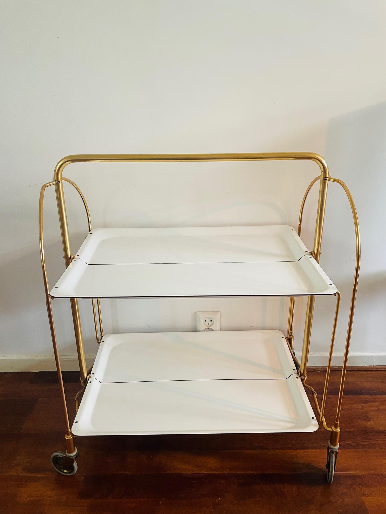 Bremshey Dinett Gold | Foldable Bar Cart | Side Table Brass white | Original  For Sale 1