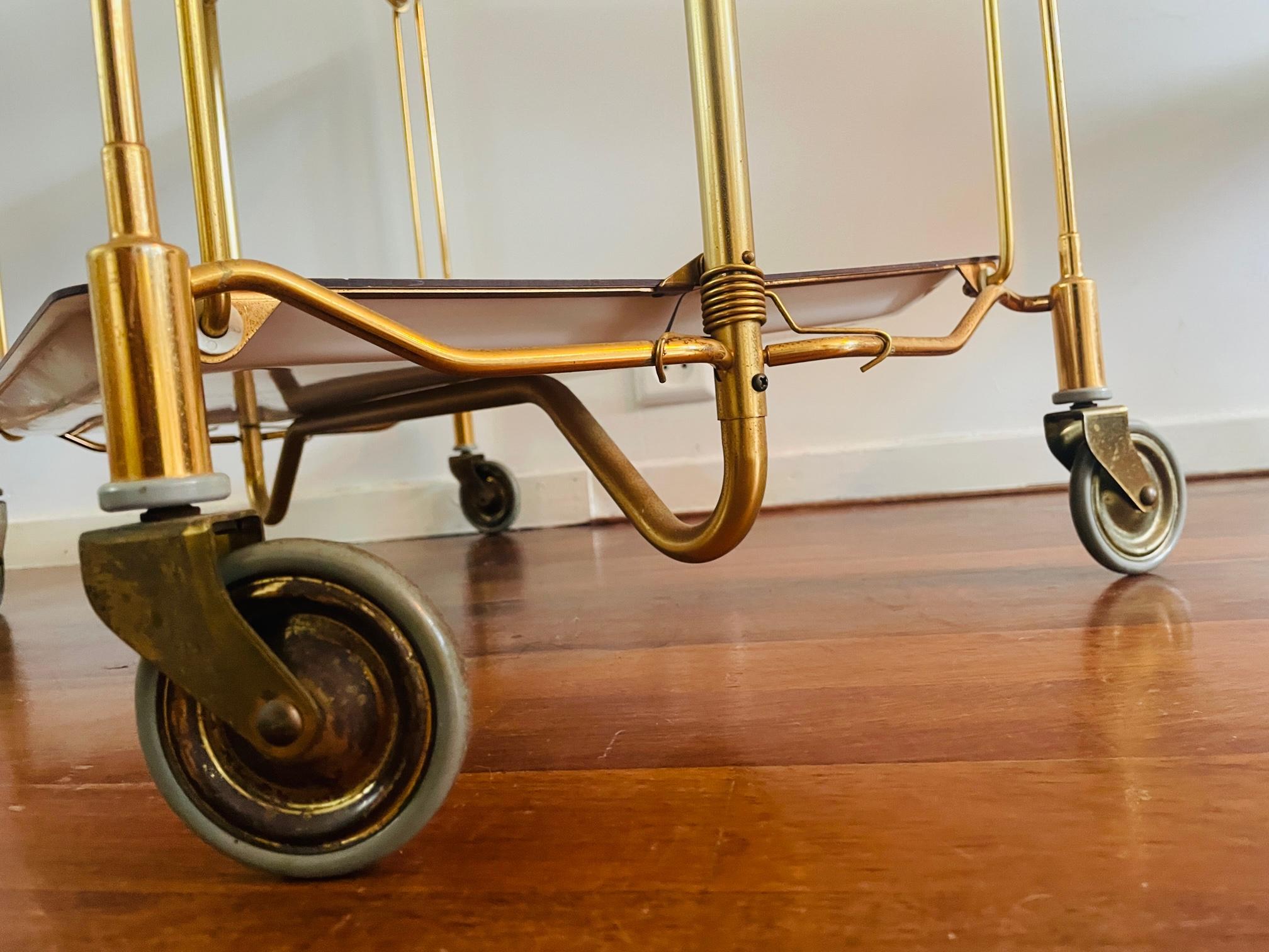 Bremshey Dinett Gold | Foldable Bar Cart | Side Table Brass white | Original  For Sale 2