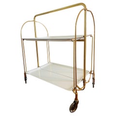 Bremshey Dinett Gold  Foldable Bar Cart  Side Table Brass white  Original