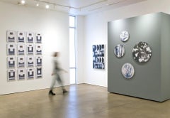Grid Variation (wind effect) - Large, multi-panel abstract blue gray & white sky
