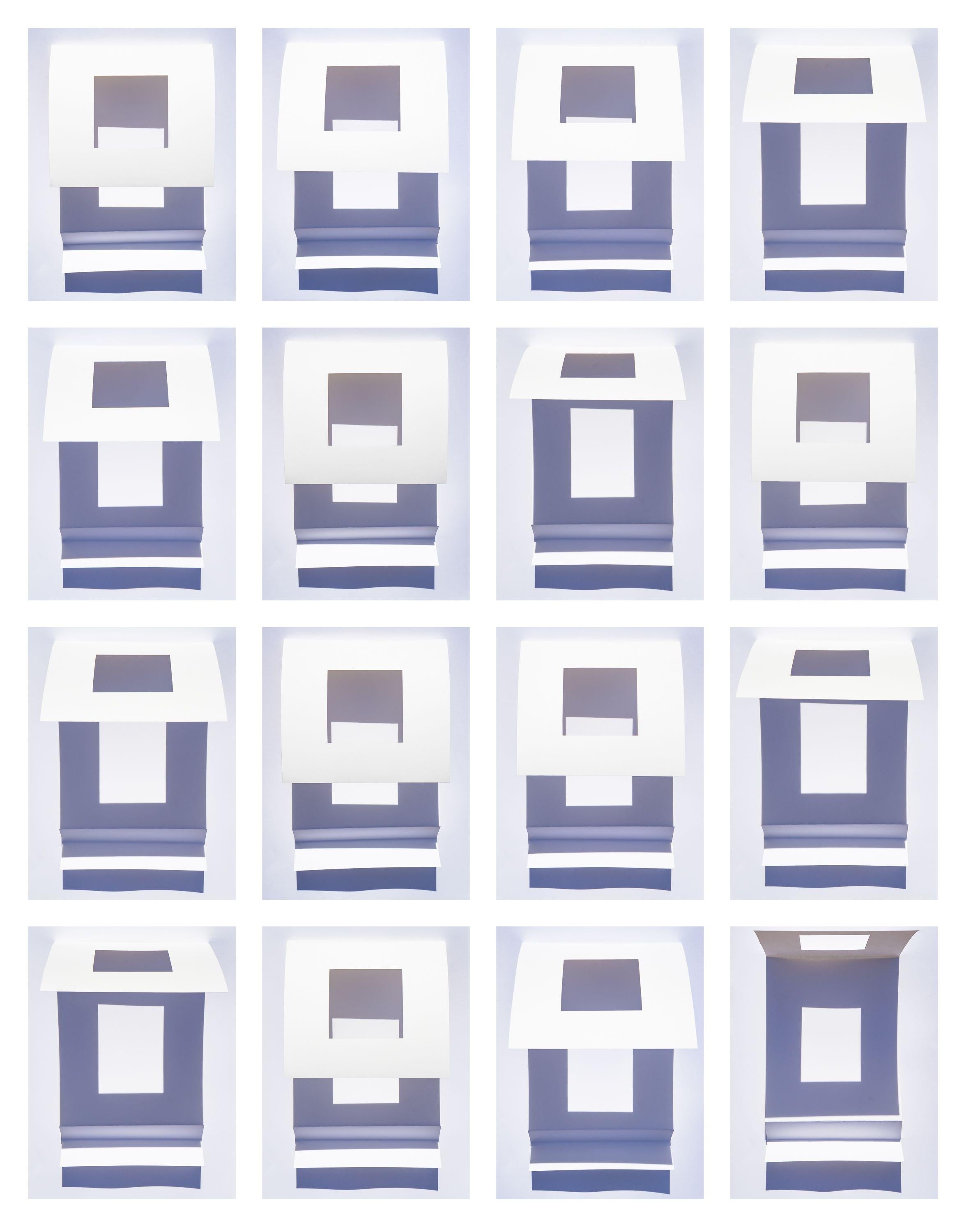 Brenda Biondo Abstract Photograph - Grid Variation (wind effect) - Large, multi-panel abstract blue gray & white sky