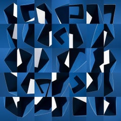 Modality No. 1 - Geometric blue & white abstract skyscape