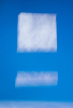 Moving Pictures No. 10 - Blue sky abstract with white rectangle clouds