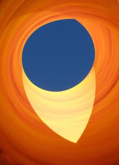 Paper Sky No. 34 - Blue & orange circular paper cutout skyscape abstract
