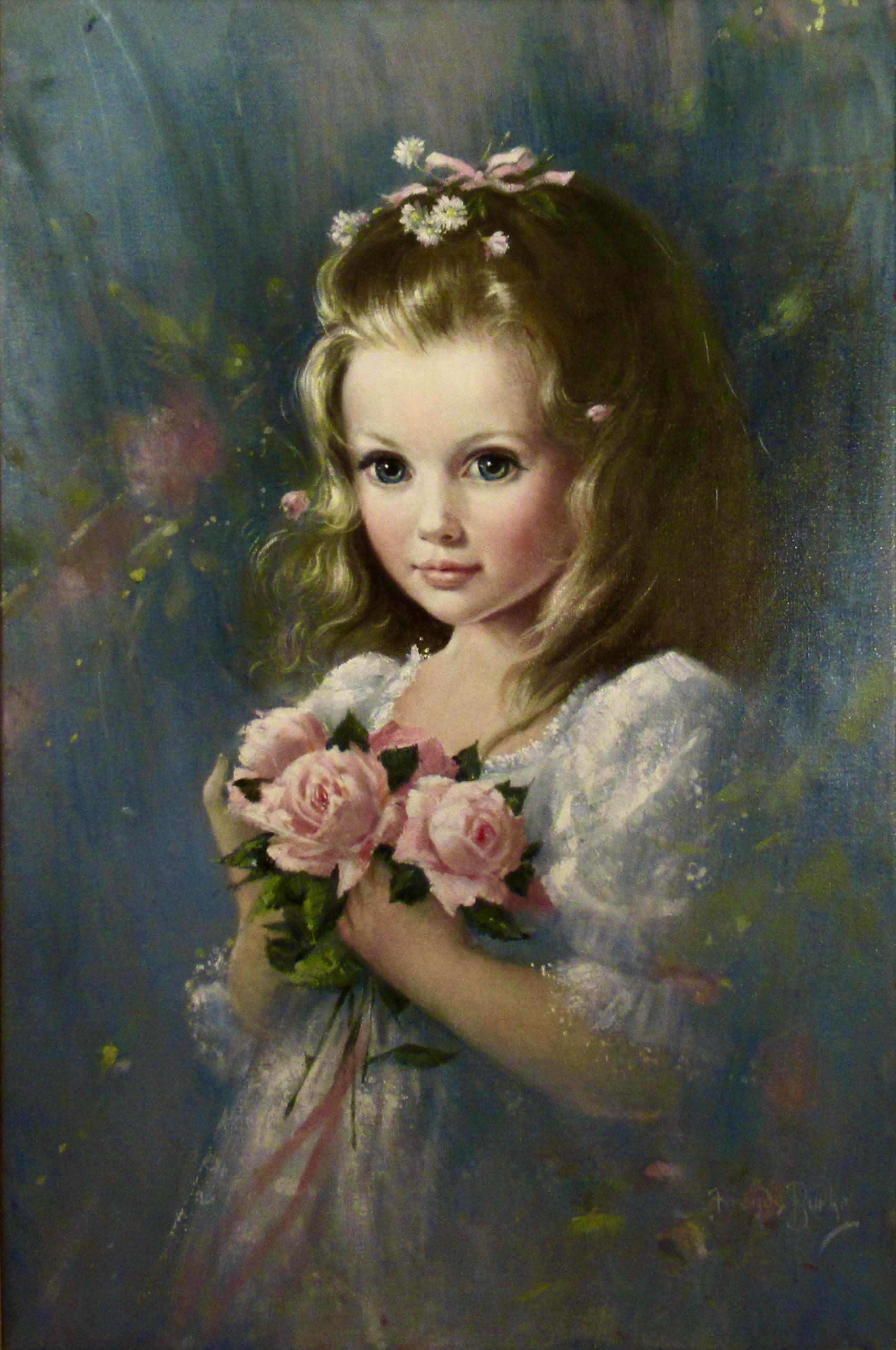 Girl with Roses - Painting by Brenda Burke