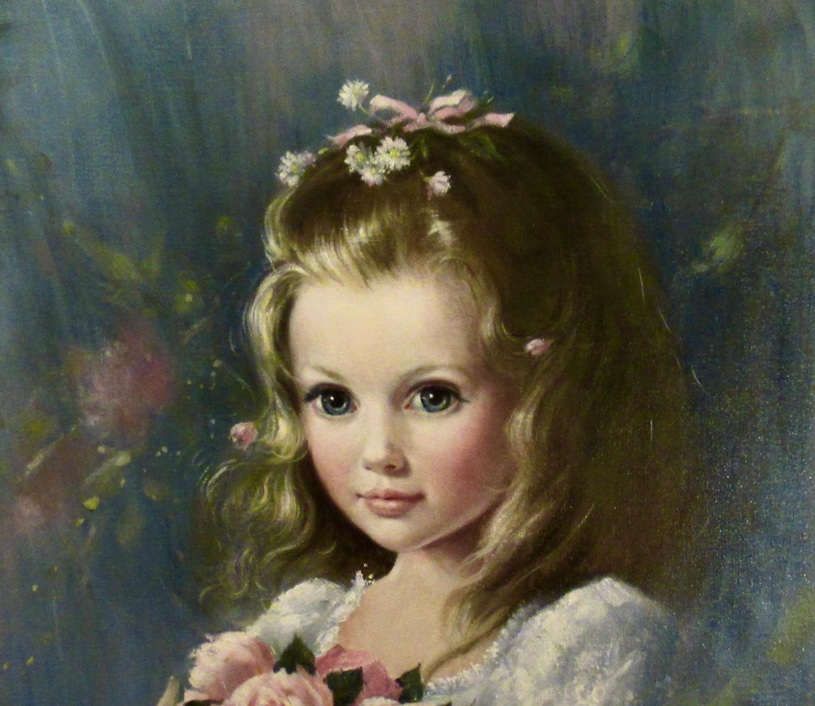 Girl with Roses - Realist Painting by Brenda Burke