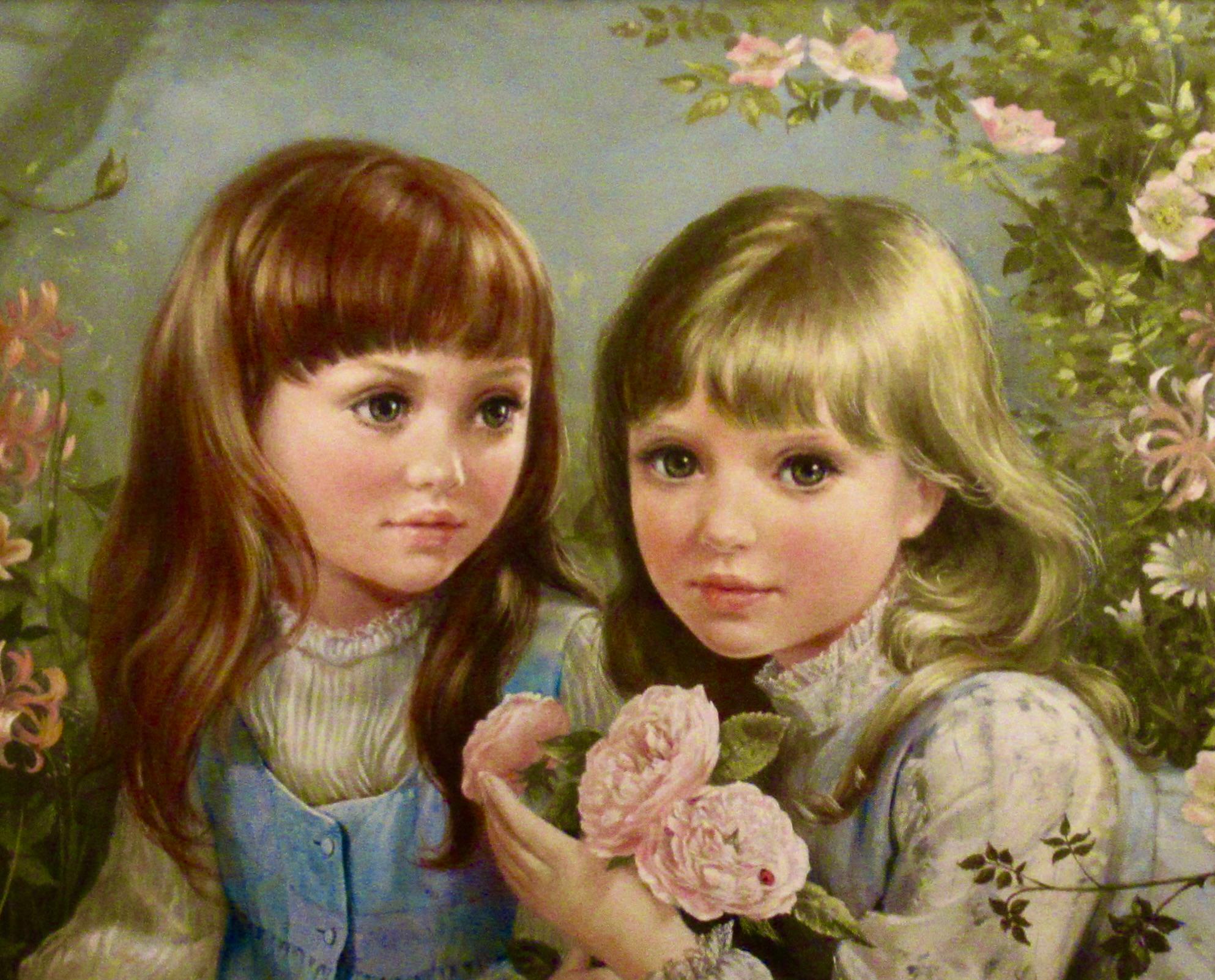 Sœurs - Réalisme Painting par Brenda Burke