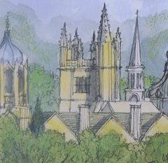Oxford Spires, lithograph by Brenda Cripps