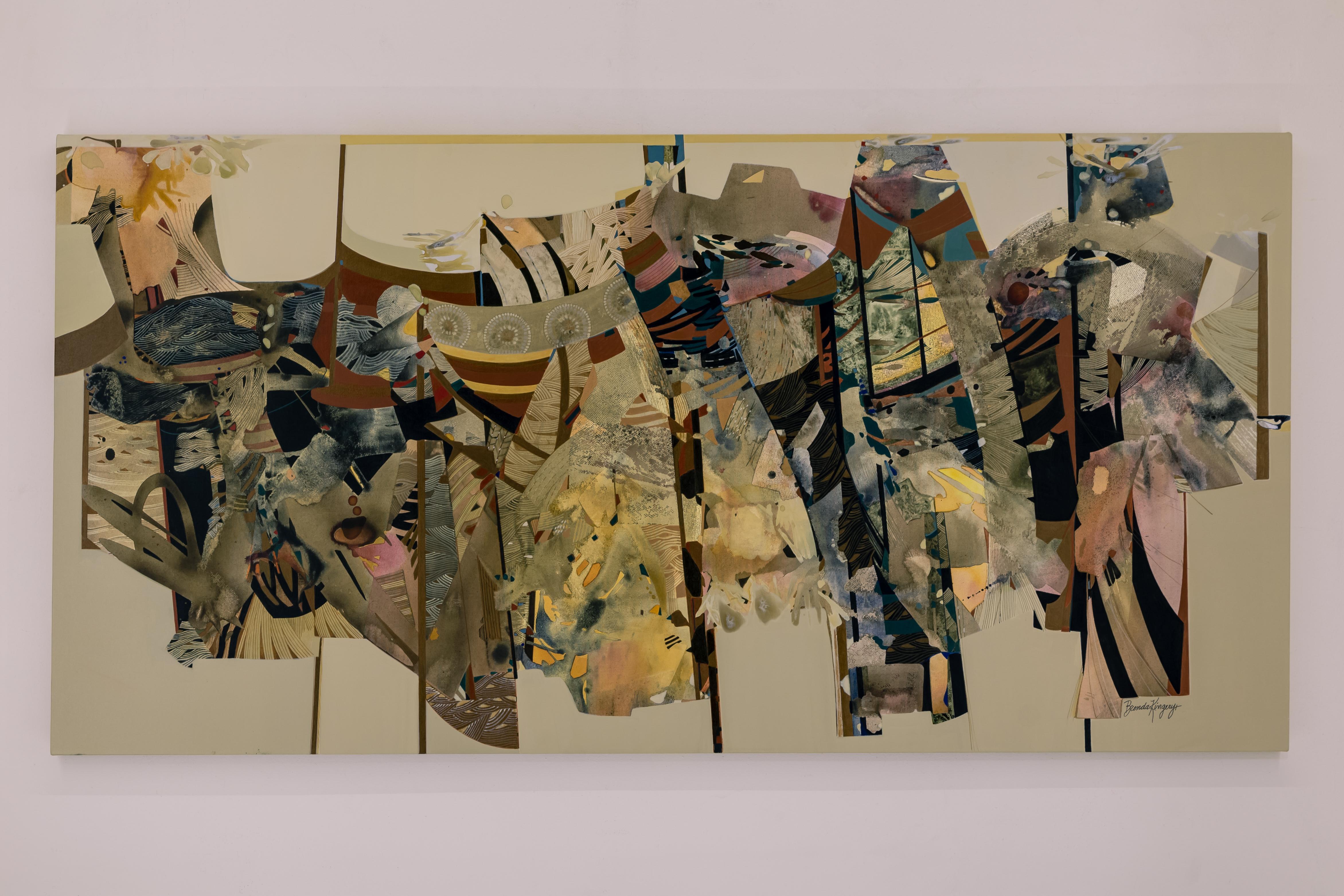 Procesiones, pintura de Brenda Kingery, arte contemporáneo chickasaw, horizontal - Painting Contemporáneo de Brenda Kingery 