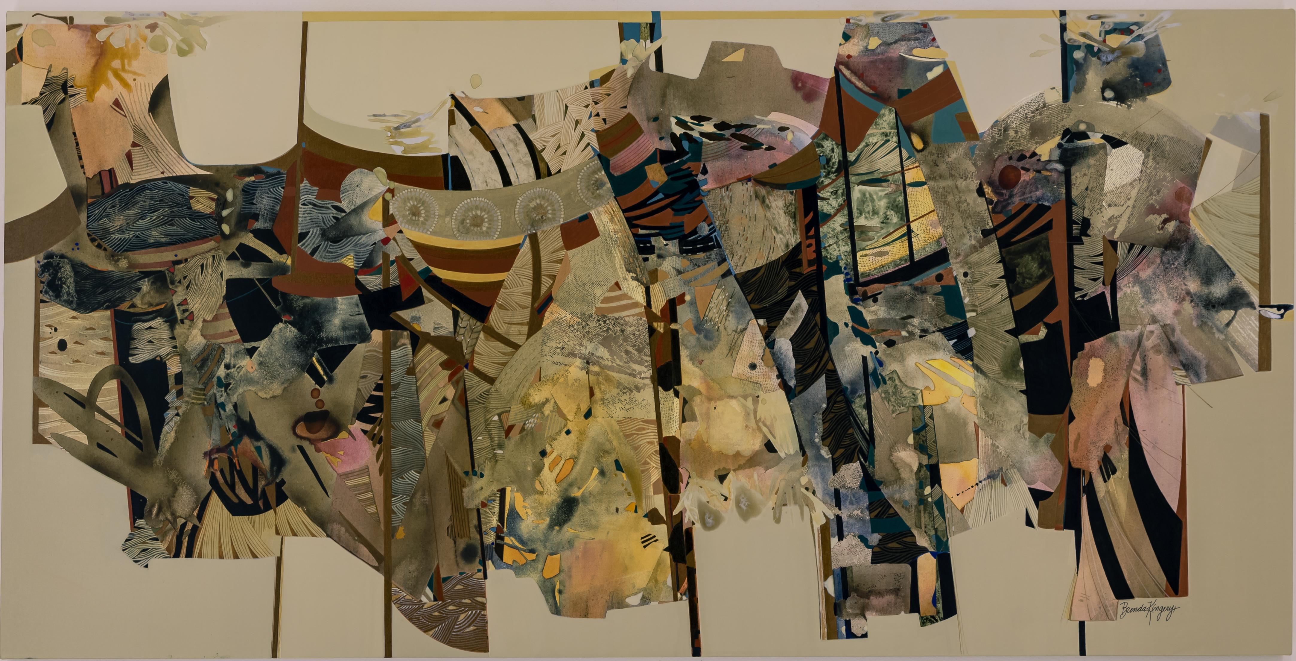 Abstract Painting de Brenda Kingery  - Procesiones, pintura de Brenda Kingery, arte contemporáneo chickasaw, horizontal