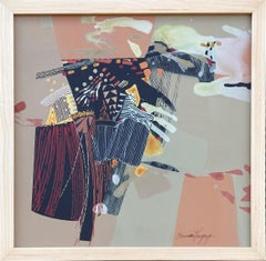 DREAMER, by Brenda Kingery, painting, Chickasaw, peach, black, abstract, stripes