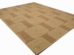 Brenda Kira Tan Green Hand-Tufted Wool Rug Geometric 8'x10' Carpet