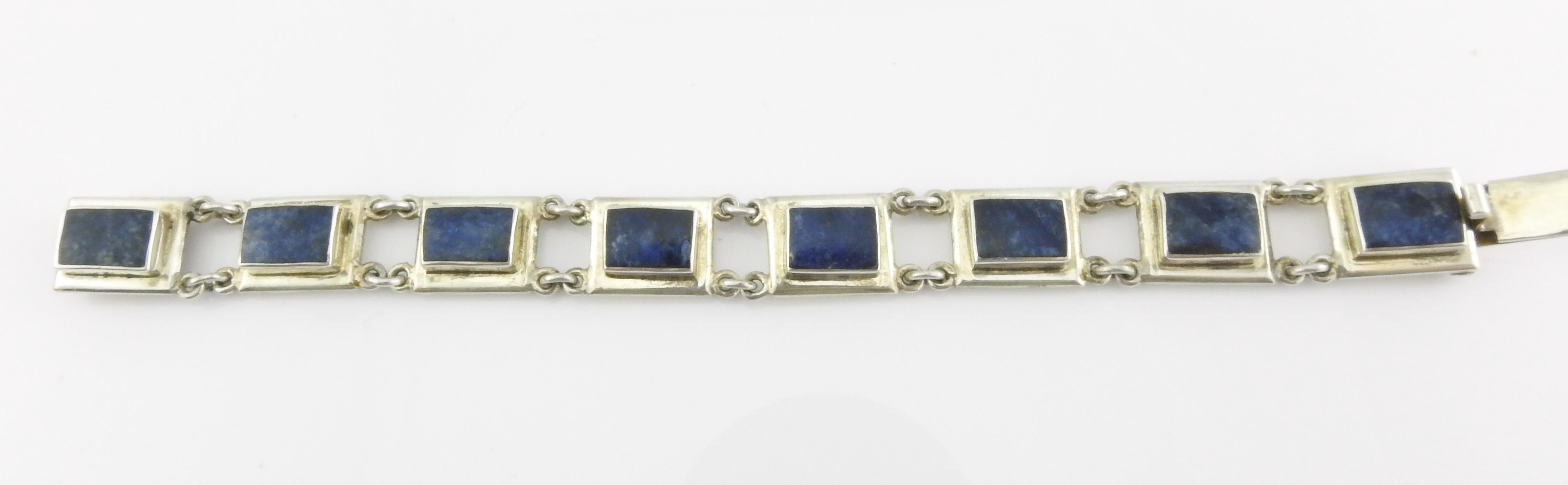 Cabochon Brenda Schoenfeld Mexico Sterling Silver Lapis Lazuli Panel Link Bracelet