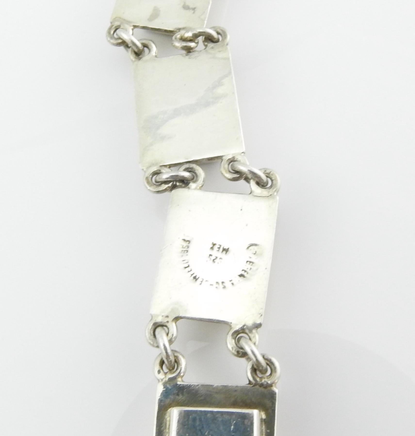 Women's Brenda Schoenfeld Mexico Sterling Silver Lapis Lazuli Panel Link Bracelet