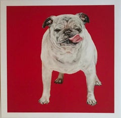 Blu on Red, limited edition print by world renowned female portrait artist