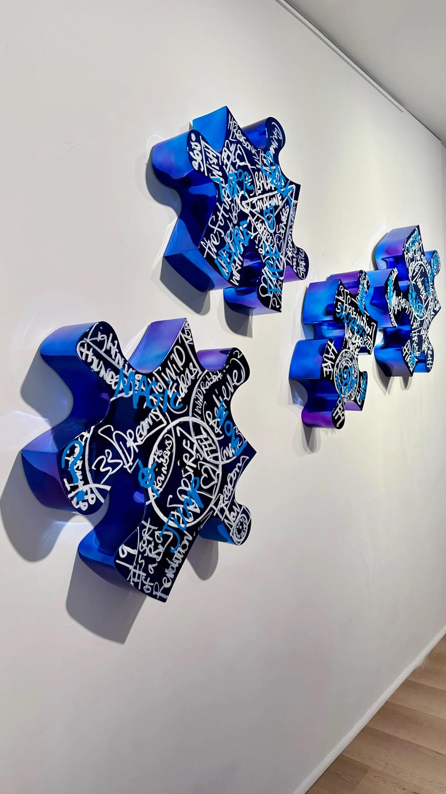 Life is a Jigsaw (Dark Blue) - Contemporary Sculpture by Brendan Murphy