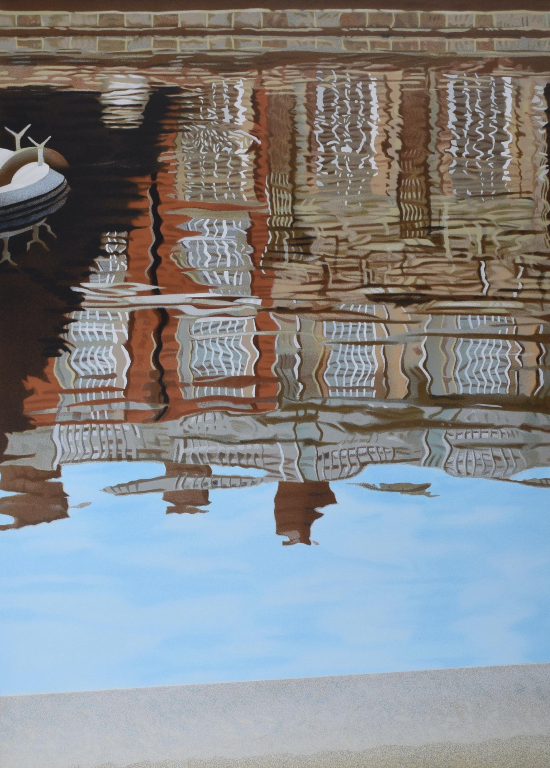 Brendan Neiland (n.1941) R.A. (Expulsado)
Hampton Court (1984)
Serigrafía
74 x 51 cm

Firmado, fechado, titulado y numerado 152/250 a lápiz.

Estampa de una de las magníficas fachadas de Hampton Court, reflejada en su fuente. La arquitectura