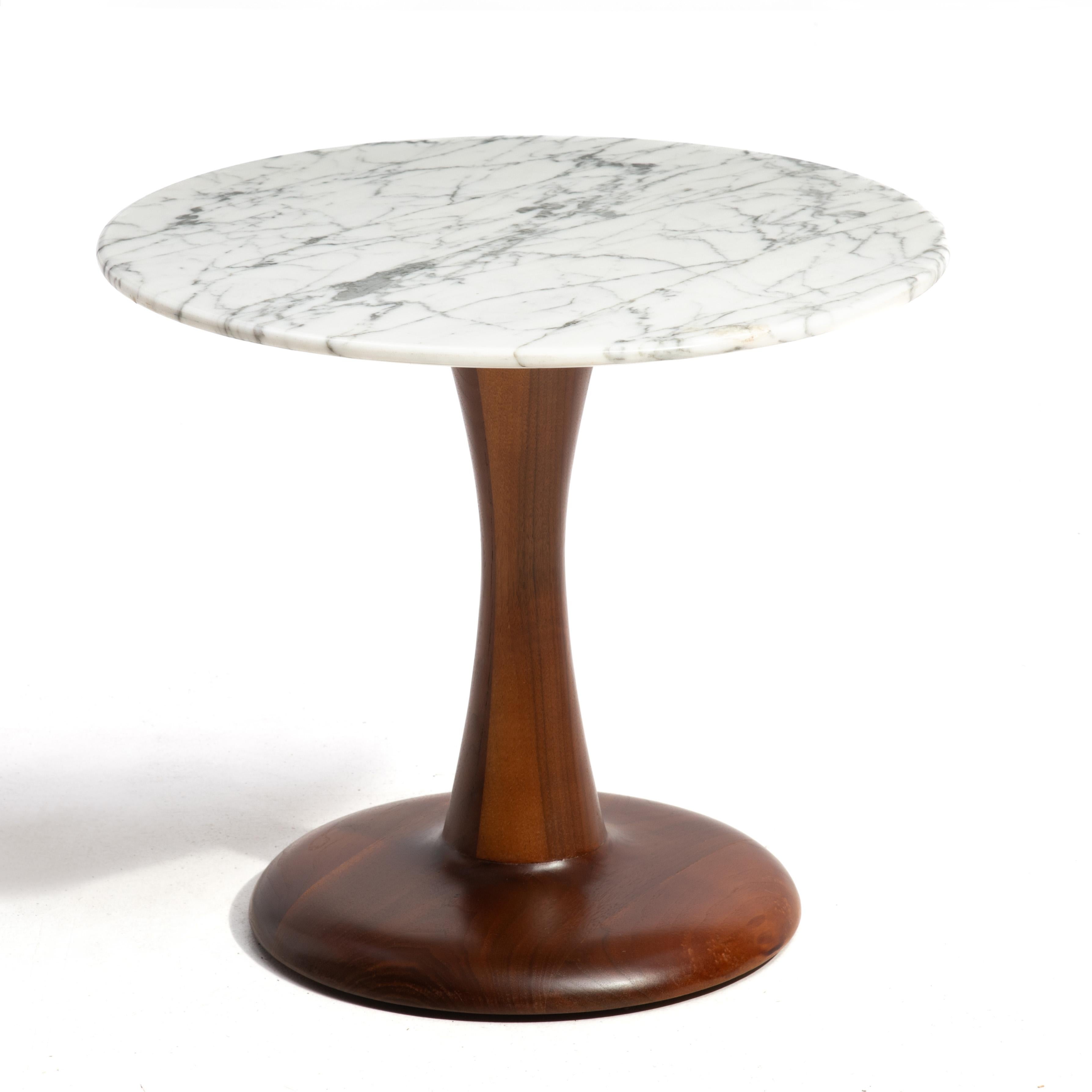 Mid-Century Modern Brendon Reilly Mid Century Solid Walnut Marble Side Table Tabouret