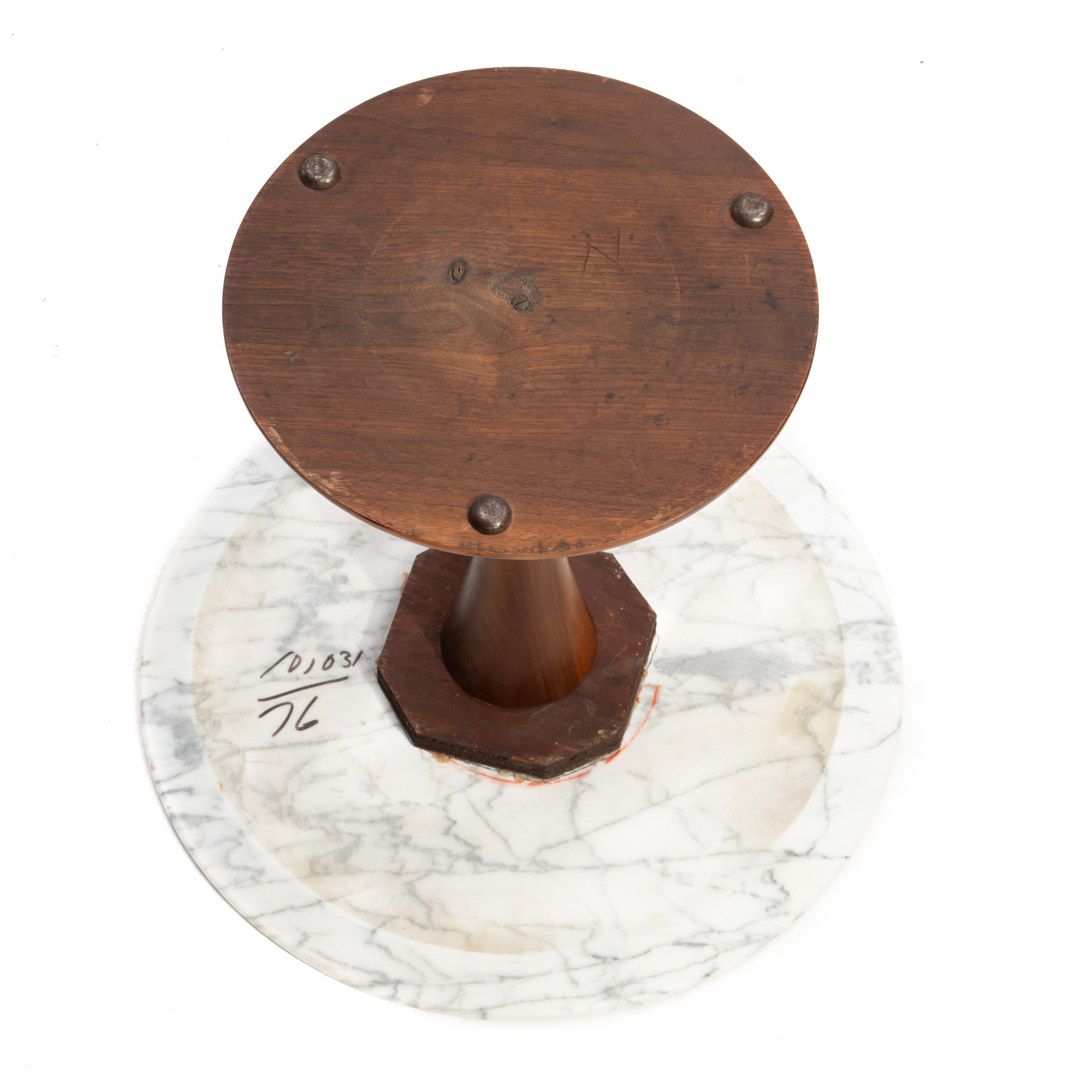 Brendon Reilly Mid Century Solid Walnut Marble Side Table Tabouret 1