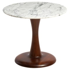 Brendon Reilly Mid Century Solid Walnut Marble Side Table Tabouret
