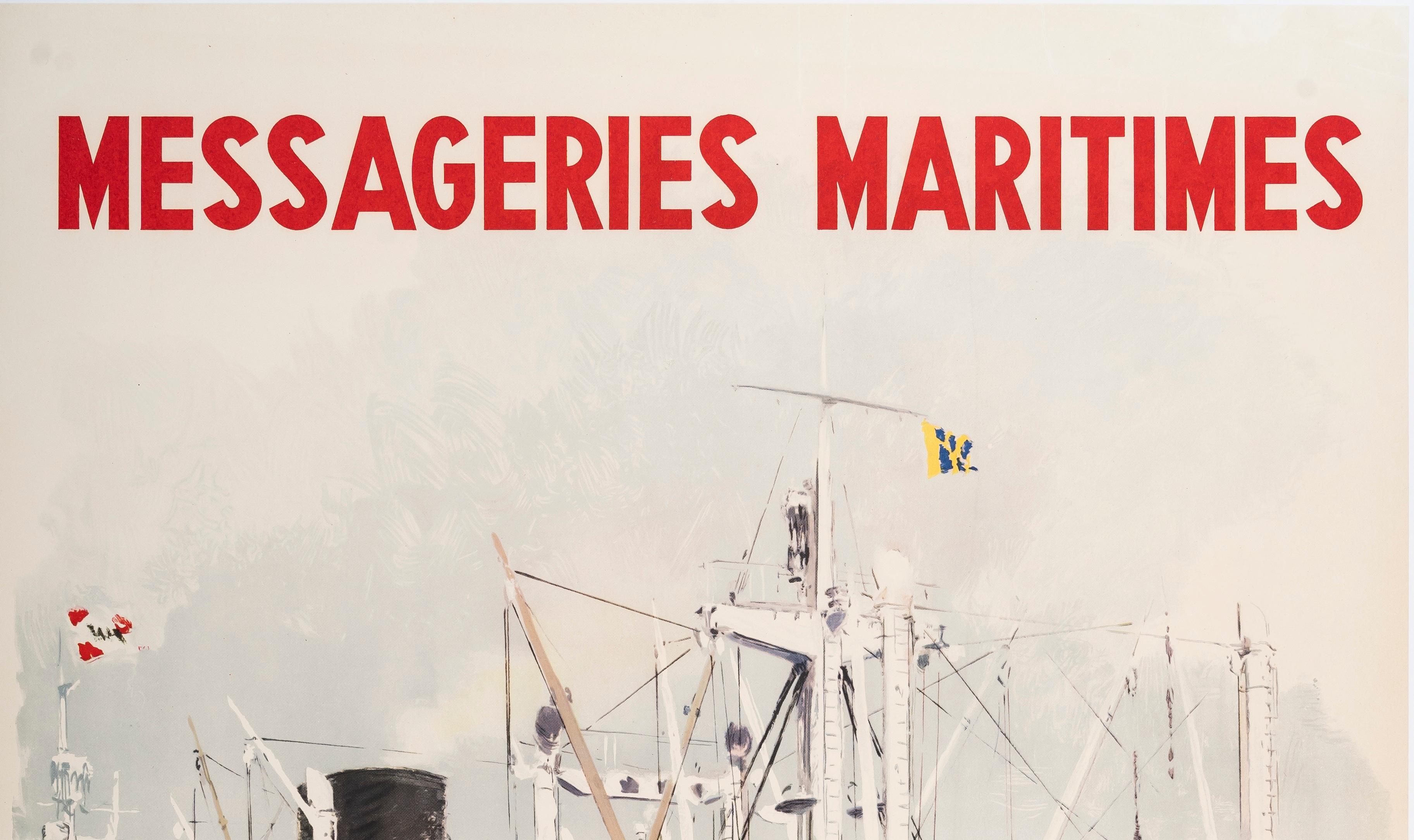 Questo poster di A. Brenet, creato intorno al 1959, è stato realizzato per promuovere il turismo in tutto il mondo attraverso le Messageries Maritimes.

Artista : Albert Brenet (1903 - 2005)
Titolo : Messagerie Maritimes - Medio Oriente - Oceano