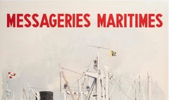 Brenet, Original Travel Poster, Messageries Maritimes, Middle Far East, Sea 1959