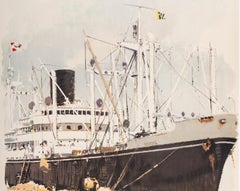 Brenet, Original Travel Poster, Messageries Maritimes, Middle Far East, Sea 1959