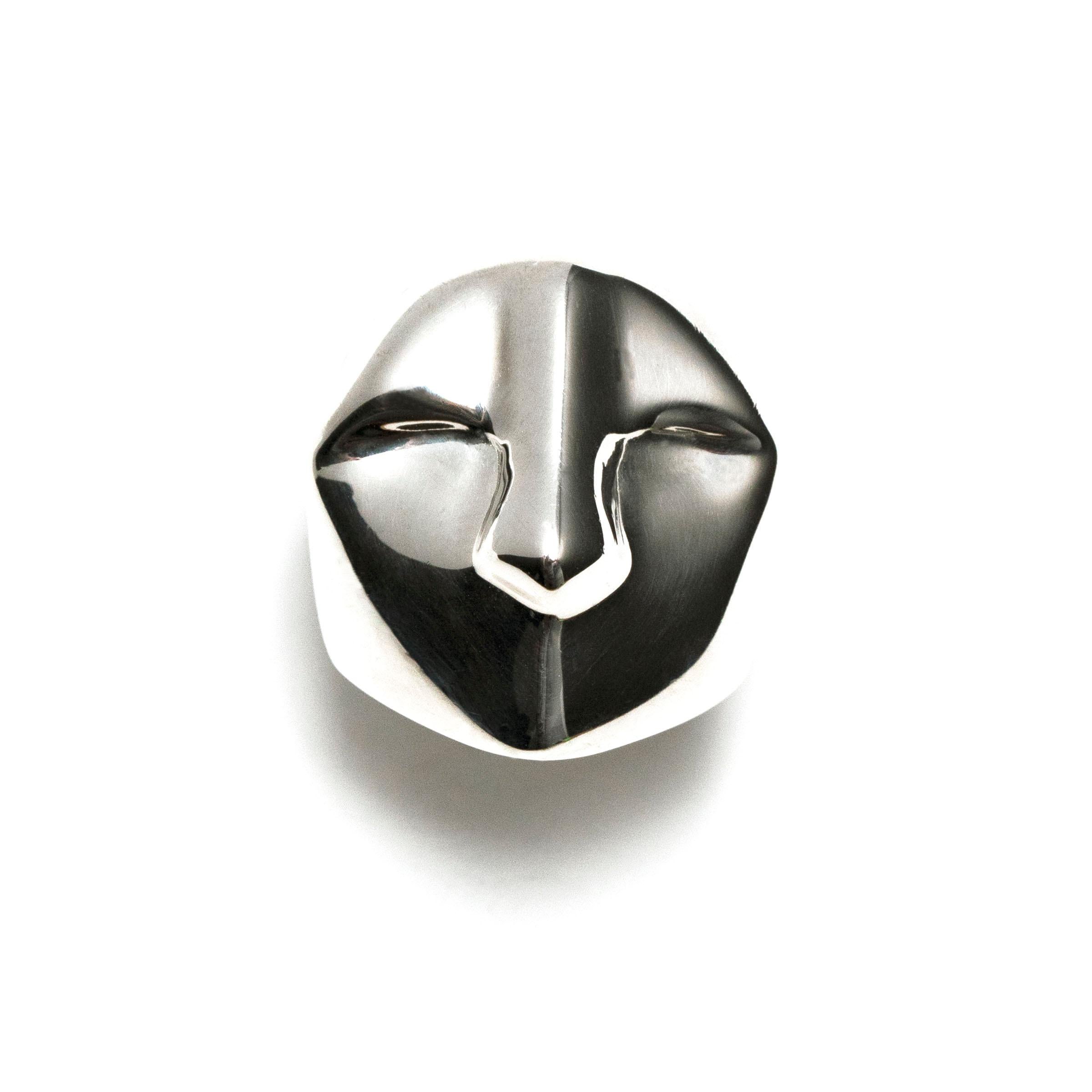 For Sale:  Brenna Colvin, Faces Collection, 'Brutus' Ring, Gold Plated Sterling Silver 4