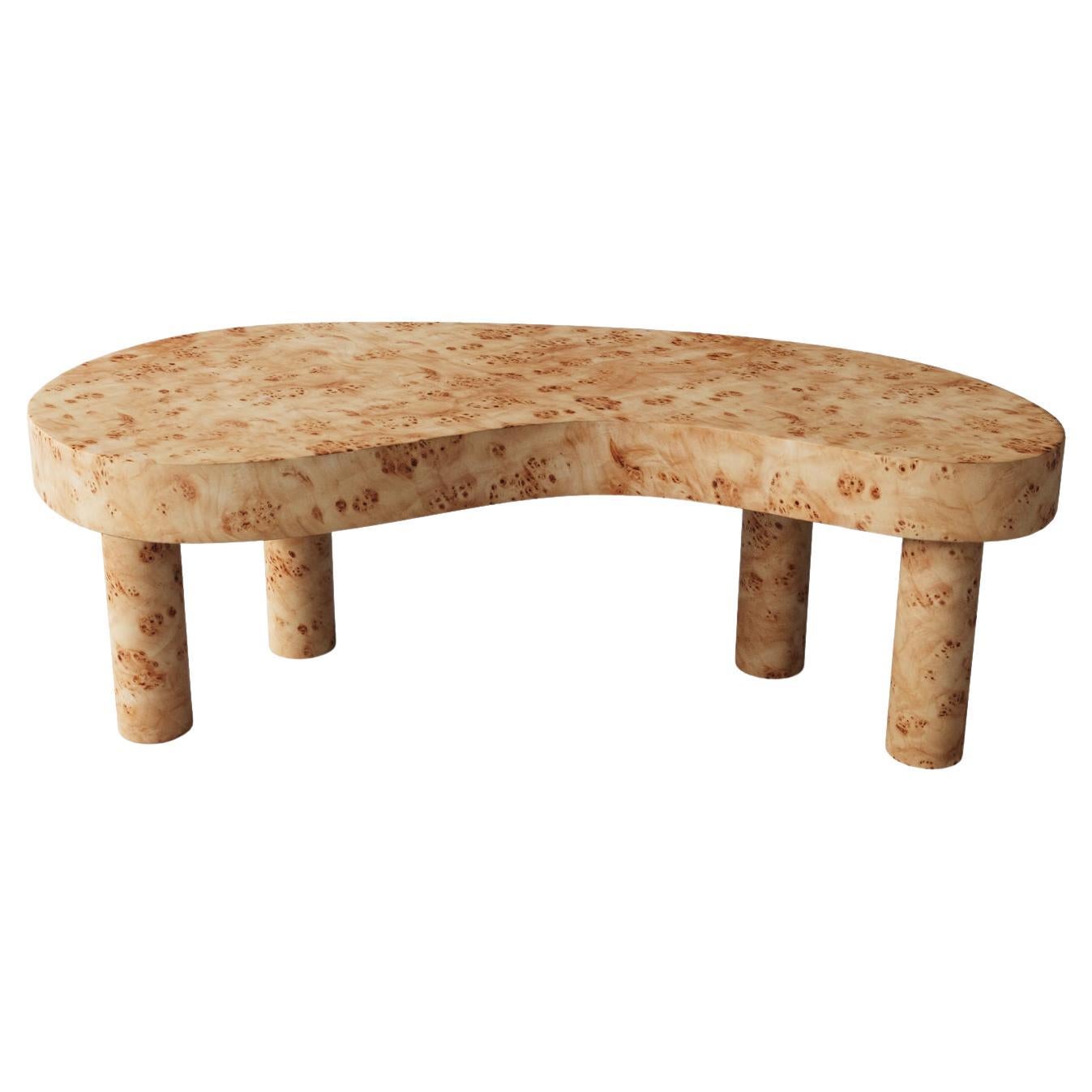 "Brenne" Bean-shaped Burl Wood Coffee Table by Christiane Lemieux