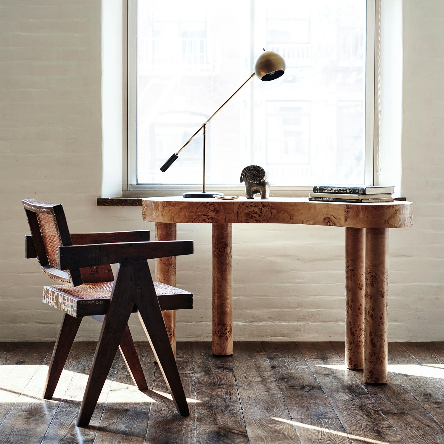 burled wood desk