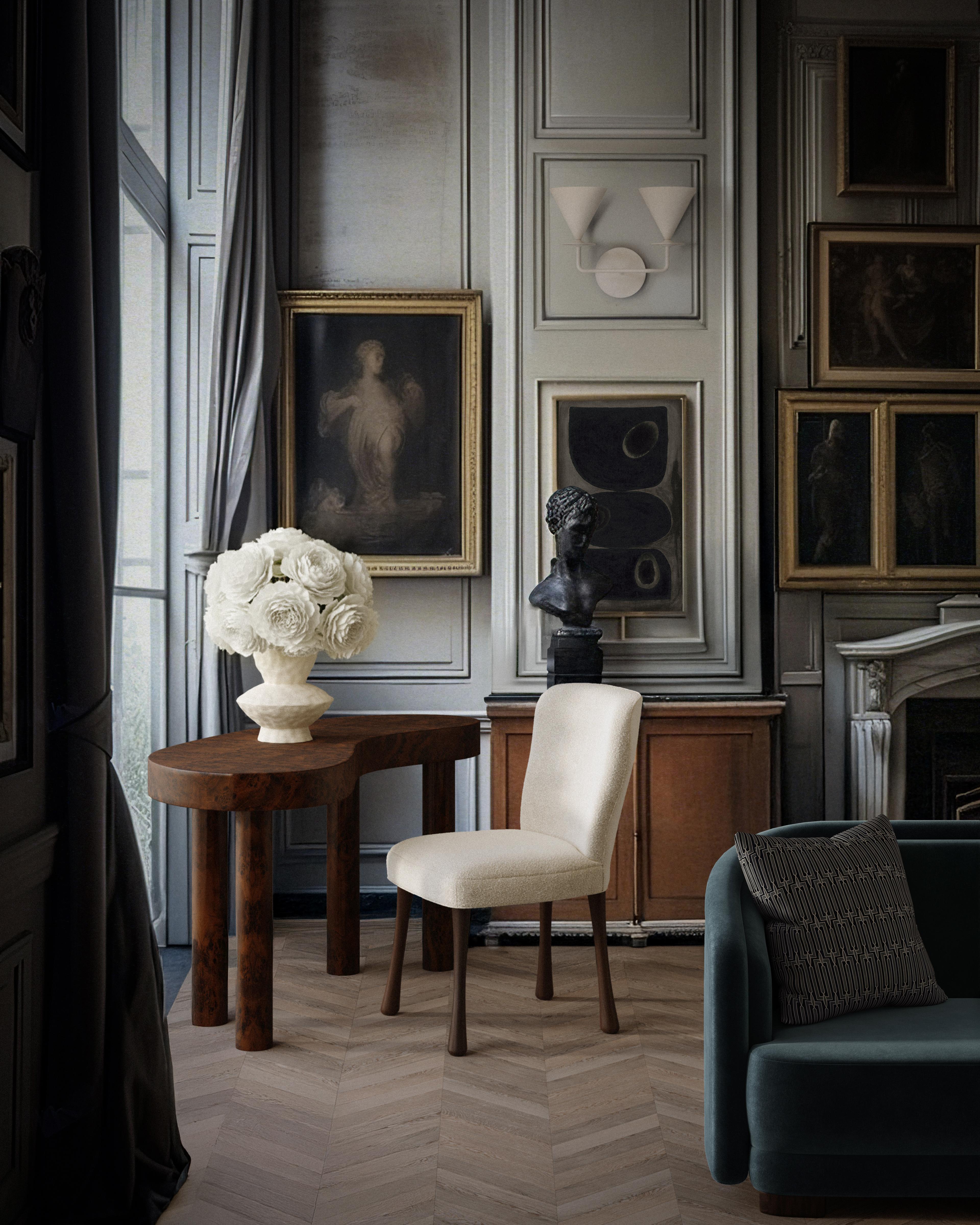 Scandinavo moderno Scrivania in legno di radica di noce a forma di fagiolo 