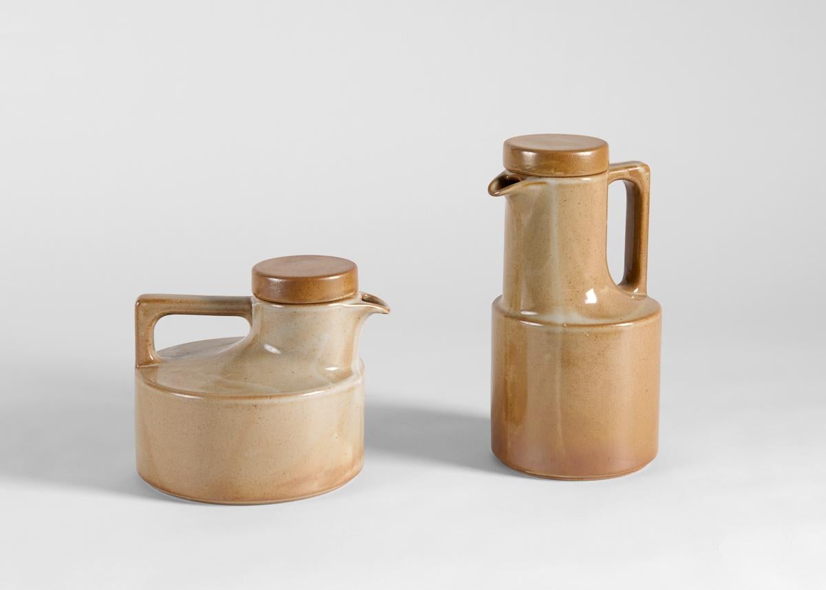 Brenne (Gres de Grand Feu), paire de pichets émaillés à couvercle, France, 1970 en vente 5