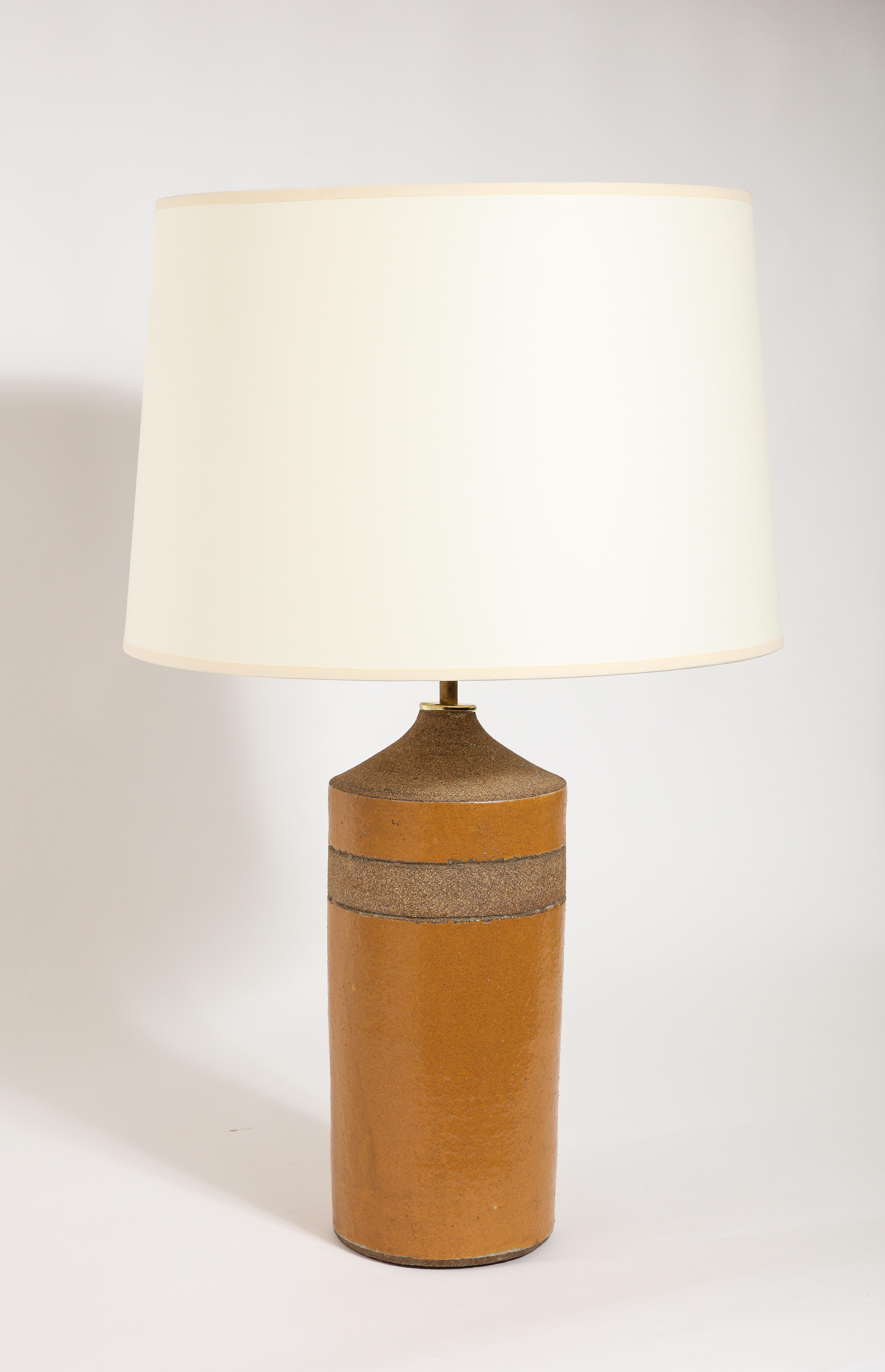 Mid-Century Modern Brent Bennet Brown Ceramic Table lamp, USA 1960's