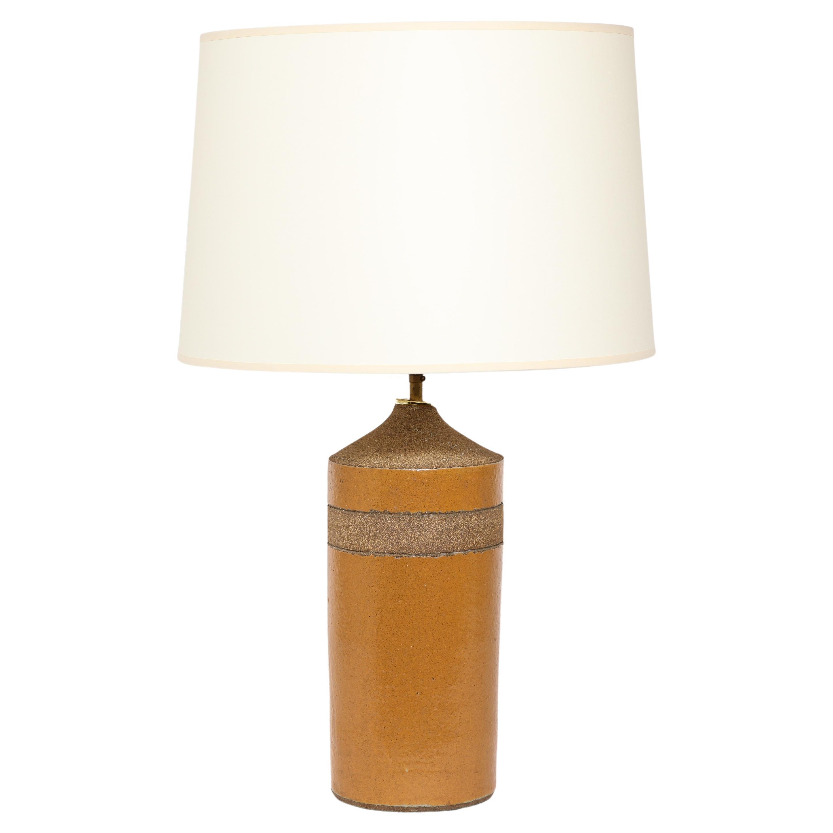 Brent Bennet Brown Ceramic Table lamp, USA 1960's