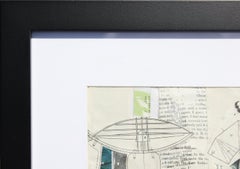 Abstract Green, Blue and White Mixed Media Collage from Engineering Textbook