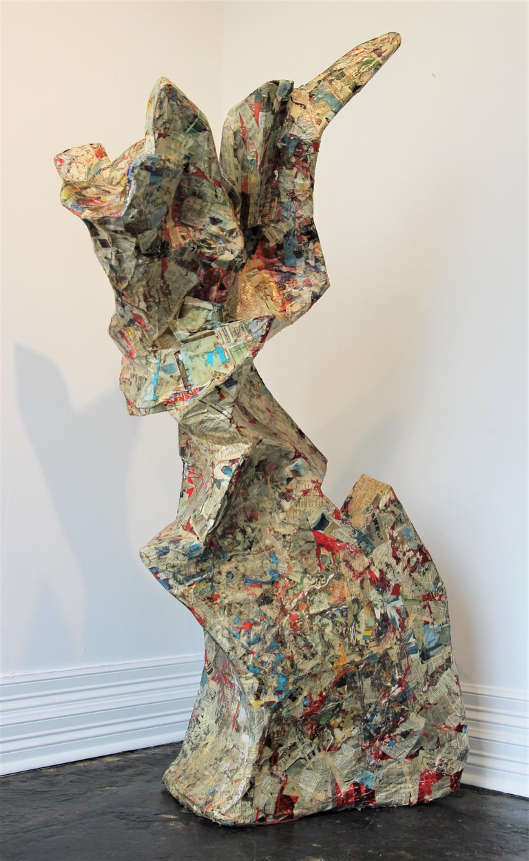 Brent Fogt “Righteous Sentence” Cream Abstract Contemporary Mixed