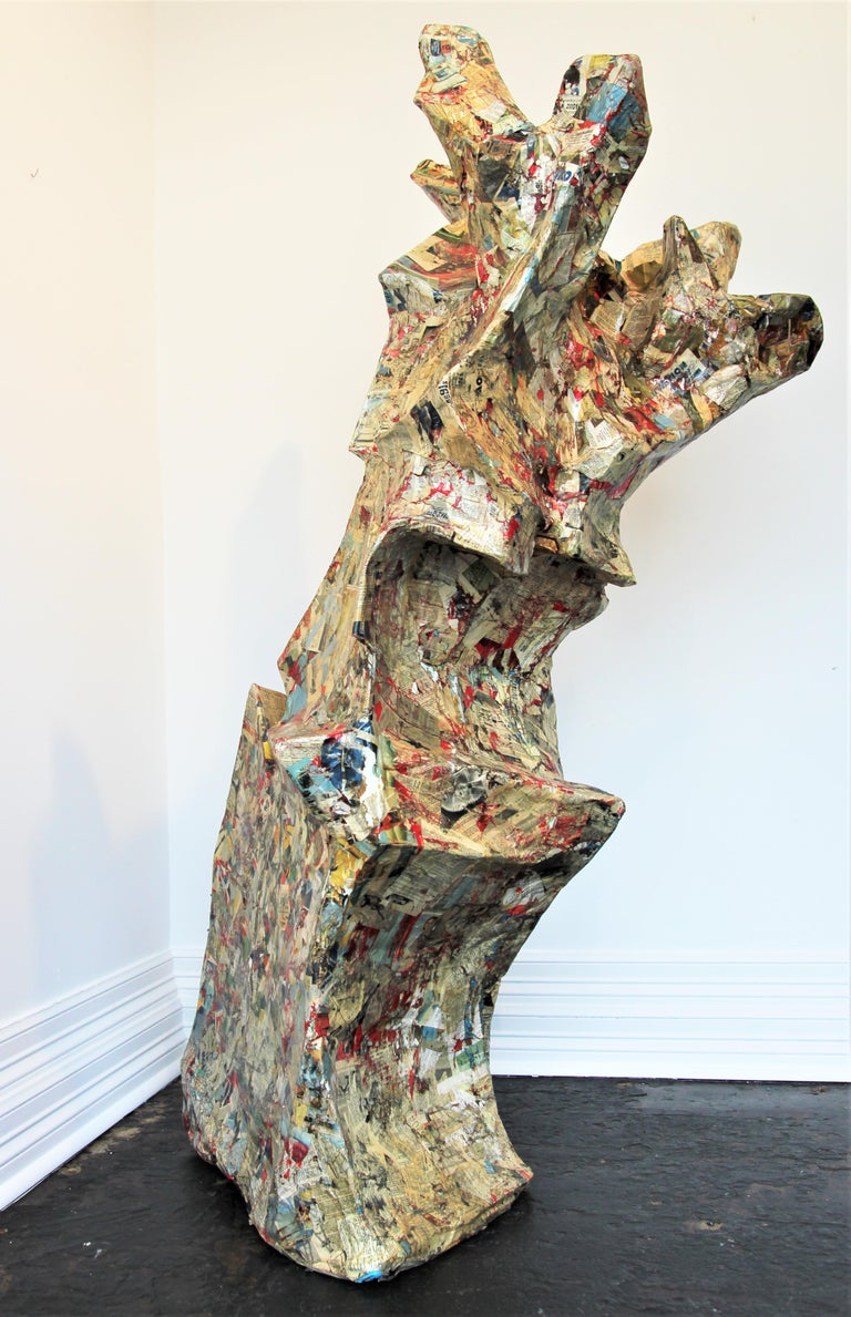 Brent Fogt “Righteous Sentence” Cream Abstract Contemporary Mixed Media Collage Sculpture at