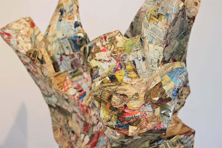 Brent Fogt “Righteous Sentence” Cream Abstract Contemporary Mixed Media Collage Sculpture at