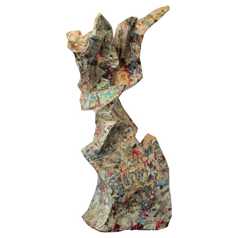 Brent Fogt “Righteous Sentence” Cream Abstract Contemporary Mixed