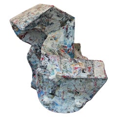 “Six Cent Slice” Colorful Abstract Contemporary Mixed Media Collage Sculpture