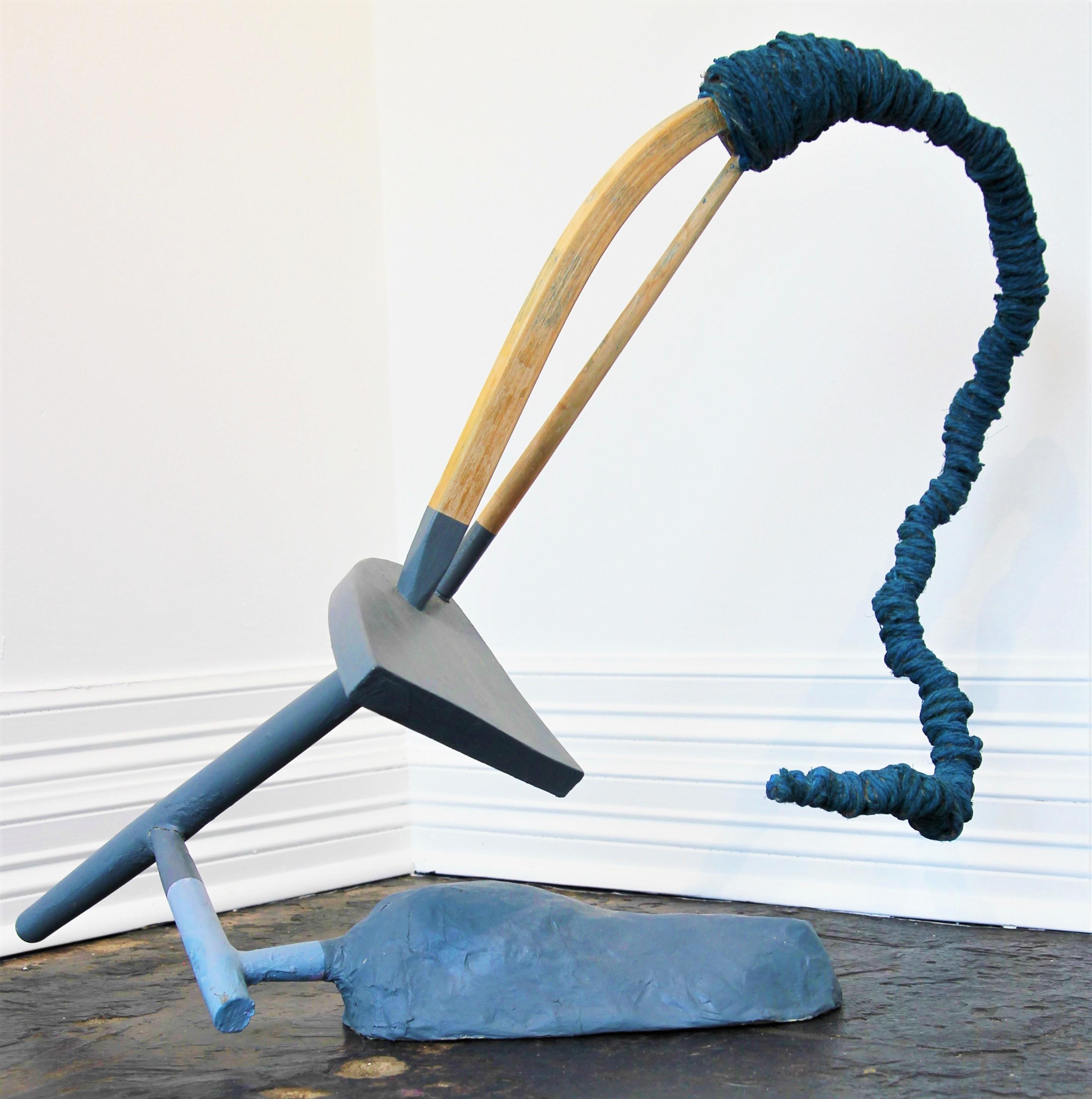 Surge Protector Blue Abstract Contemporary Mixed Media Found Objects Sculpture - Bleu Abstract Sculpture par Brent Fogt