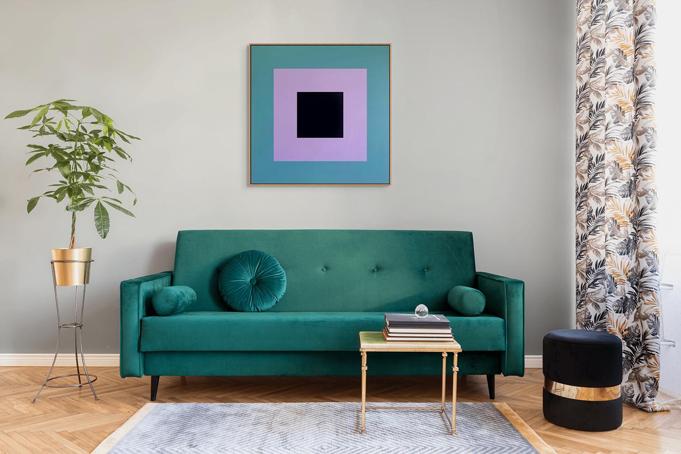 Orb (Blu e Viola) (Pittura astratta) - Painting di Brent Hallard